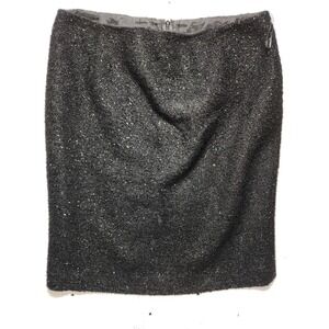 Bloomingdale Now Skirt Womens Size 10P Black Straight Pencil Petite Buttons Mini
